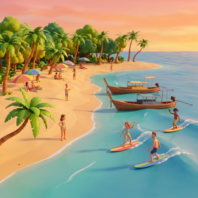 Kata Beach auf Phuket, illustriert